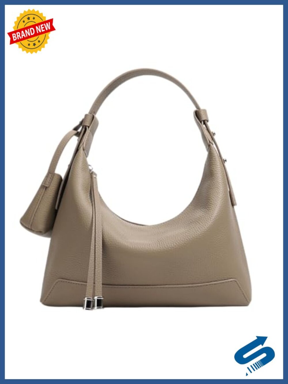 Genuine Leather Slouchy Crescent Hobo Crossbody Bag with Adjustable Strap - Picture 1 of 6